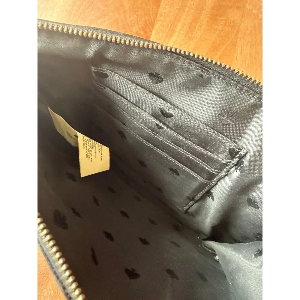 Kate Spade New York Black Saffiano Leather Wristlet Pouch Clutch Gold Zip